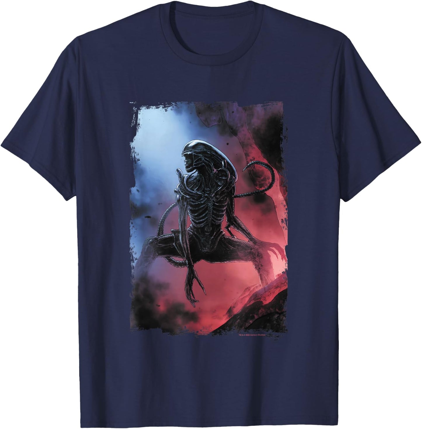 Aliens Iconic Dangerous Xenomorph Roar Big Chest Poster T-Shirt - T-Shirt | Navy