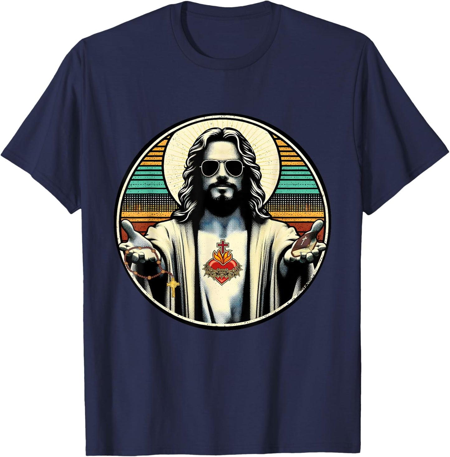 Vintage Buddy a Christ Cool Jesus With Sunglasses Religion T-Shirt - T-Shirt | Navy