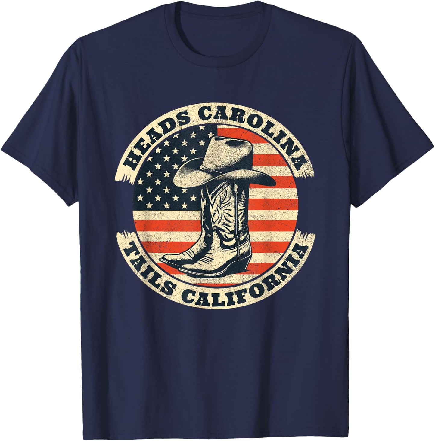 Heads Carolina Tail California Retro Vintage Country T-Shirt - T-Shirt | Navy