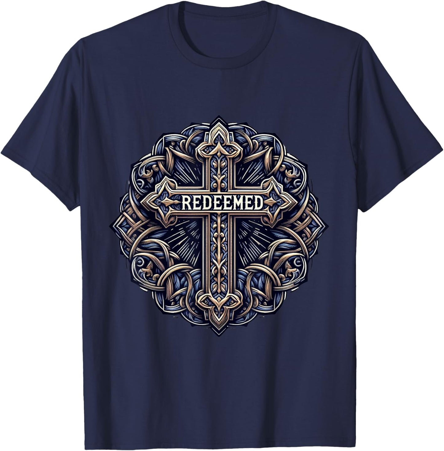 Redeemed Cross Christian Jesus T-Shirt - T-Shirt | Navy
