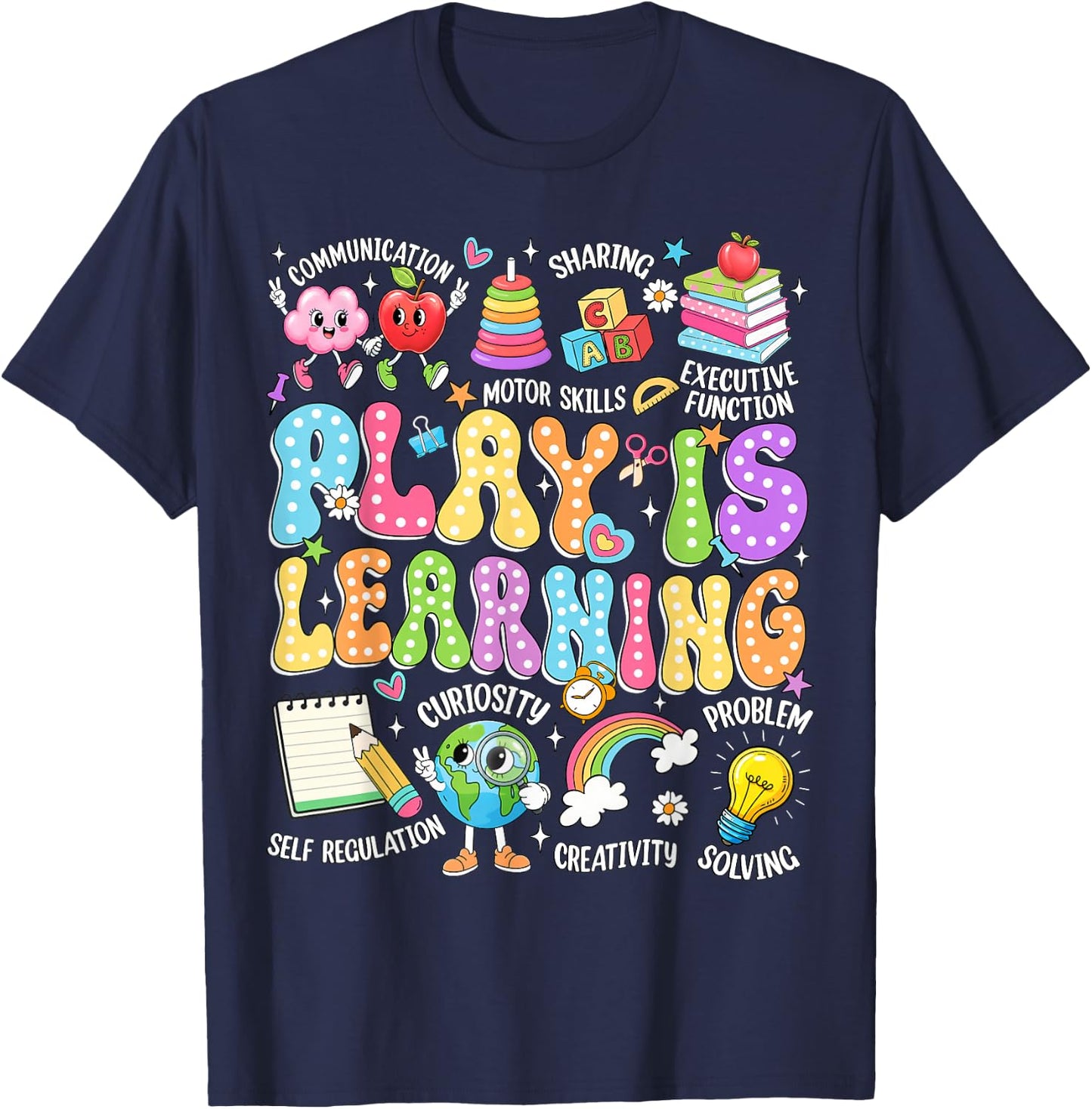 Play is Learning Back to School Kindergarten Teachers Kids T-Shirt - T-Shirt | Navy