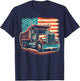 Dump Truck Driver American Flag Trucker Vintage Men Women T-Shirt - T-Shirt | Navy