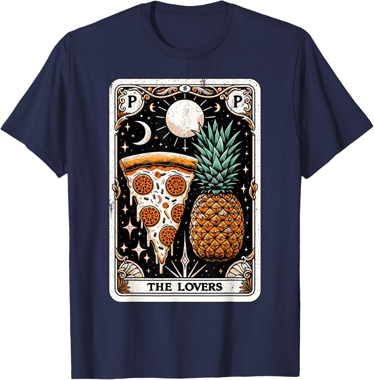 Pineapple Pizza Tarot Card Hawaii Pizza Lover Funny Pizza T-Shirt - T-Shirt | Navy