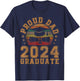 Proud Dad of 2024 Graduate Father Senior 24 Graduation Gift T-Shirt - T-Shirt | Navy