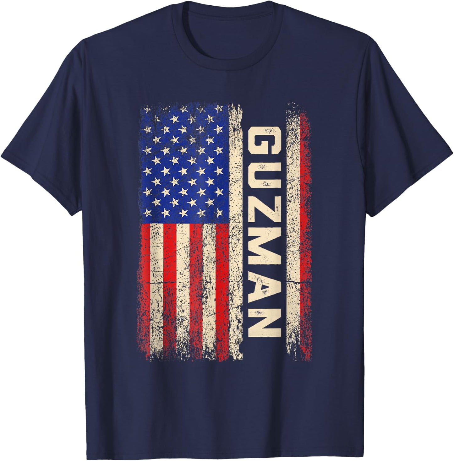 Guzman Last Name Shirt Guzman Name American Flag T-Shirt - T-Shirt | Navy