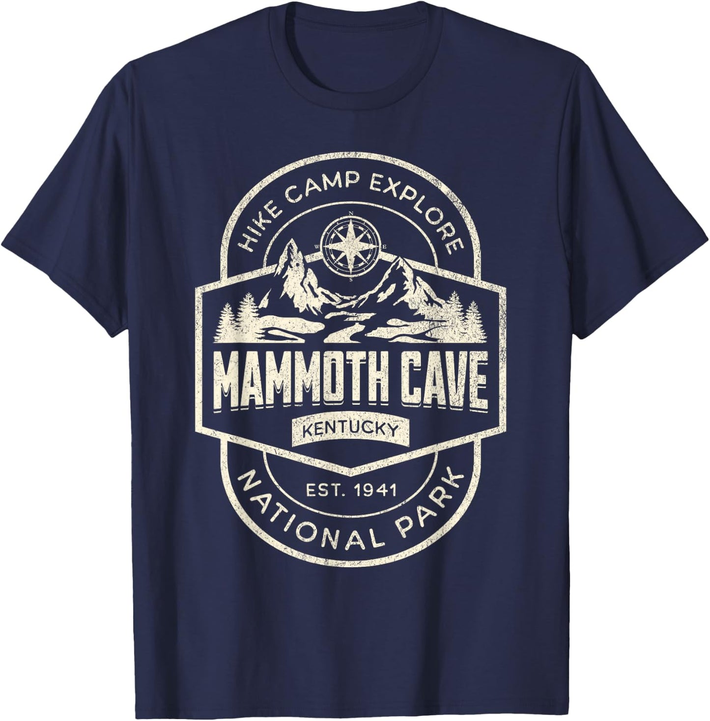 Mammoth Cave National Park Kentucky USA Outdoor Mammoth Cave National Park Blue -Adults, Kids Small Classic Fit Short Sleeve T-Shirt - T-Shirt | Navy