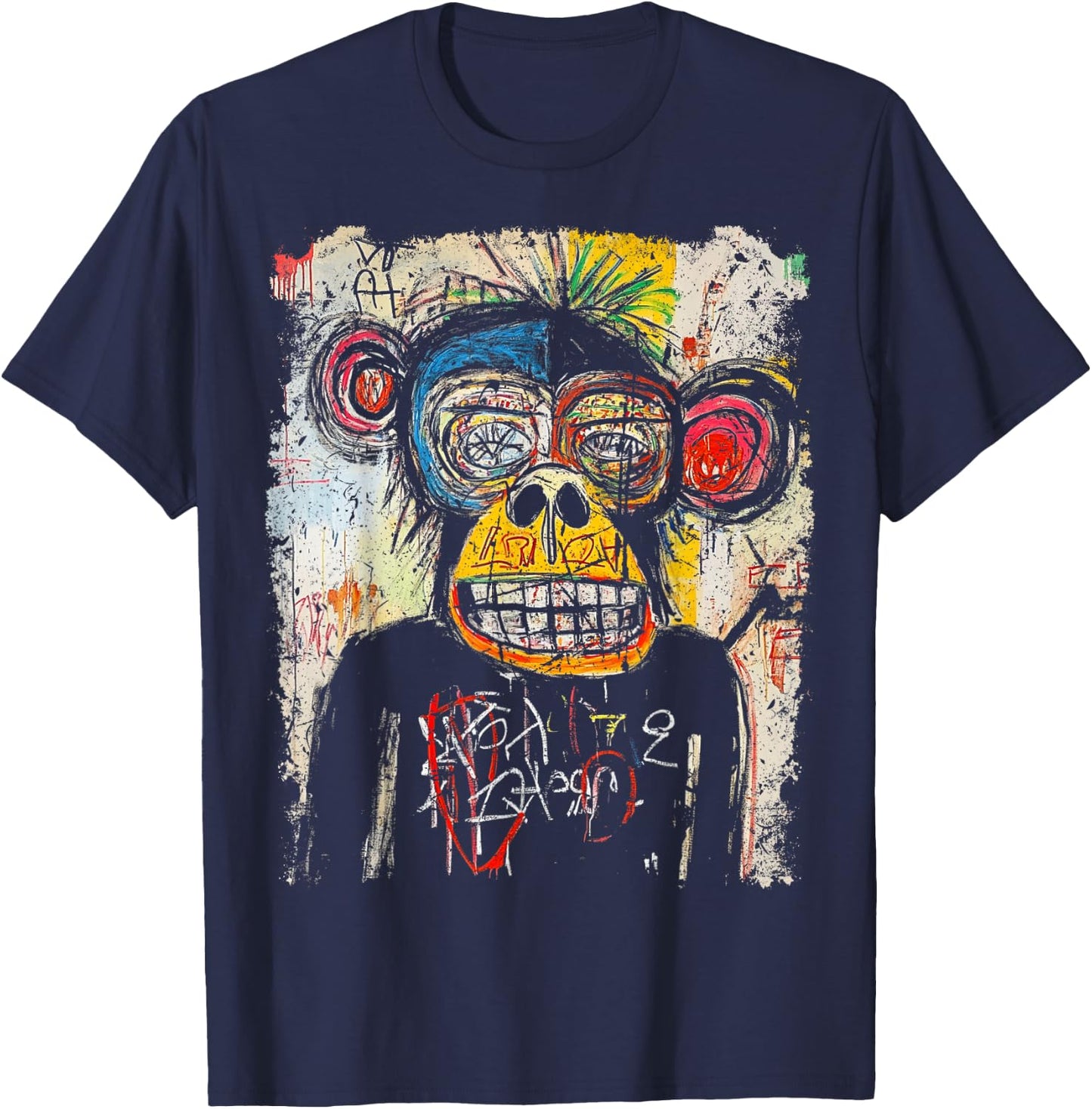 Pop Art Style Monkey 90s Men's Graffiti T-Shirt - T-Shirt | Navy