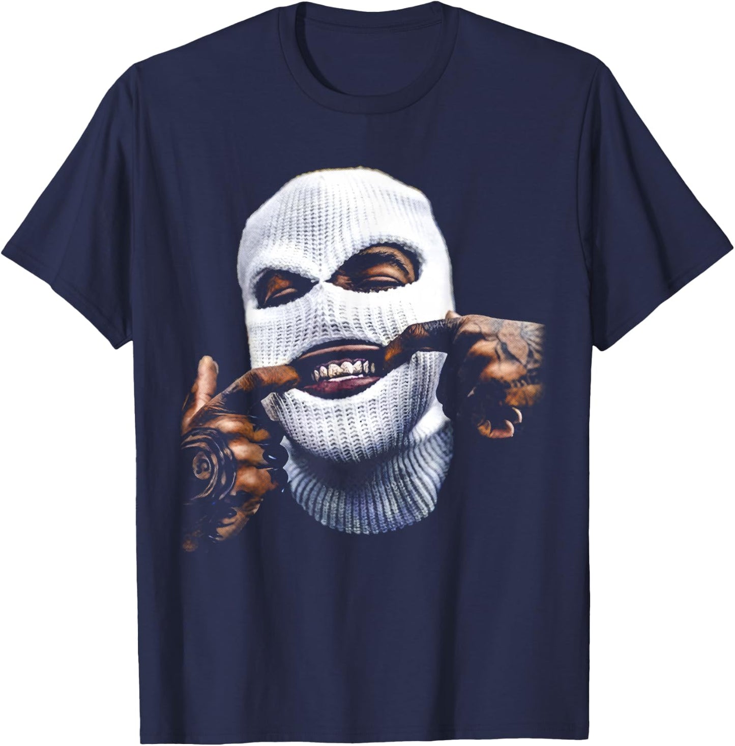Funny Gangster Gangsta Hip HOP Hiphop Gold Teeth Hustle T-Shirt - T-Shirt | Navy