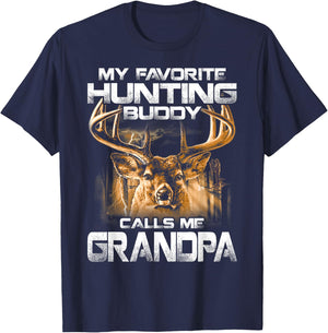 My Favorite Hunting Buddy Calls Me Grandpa T-Shirt - T-Shirt | Navy