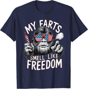 Bigfoot 4th Of July Patriotic My Farts Smell Like Freedom T-Shirt - T-Shirt | Navy