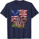 Wolf Family with Flag of USA T-Shirt - T-Shirt | Navy