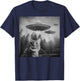 Funny Cat UFO Alien Weirdcore Aesthetic Artwork T-Shirt - T-Shirt | Navy
