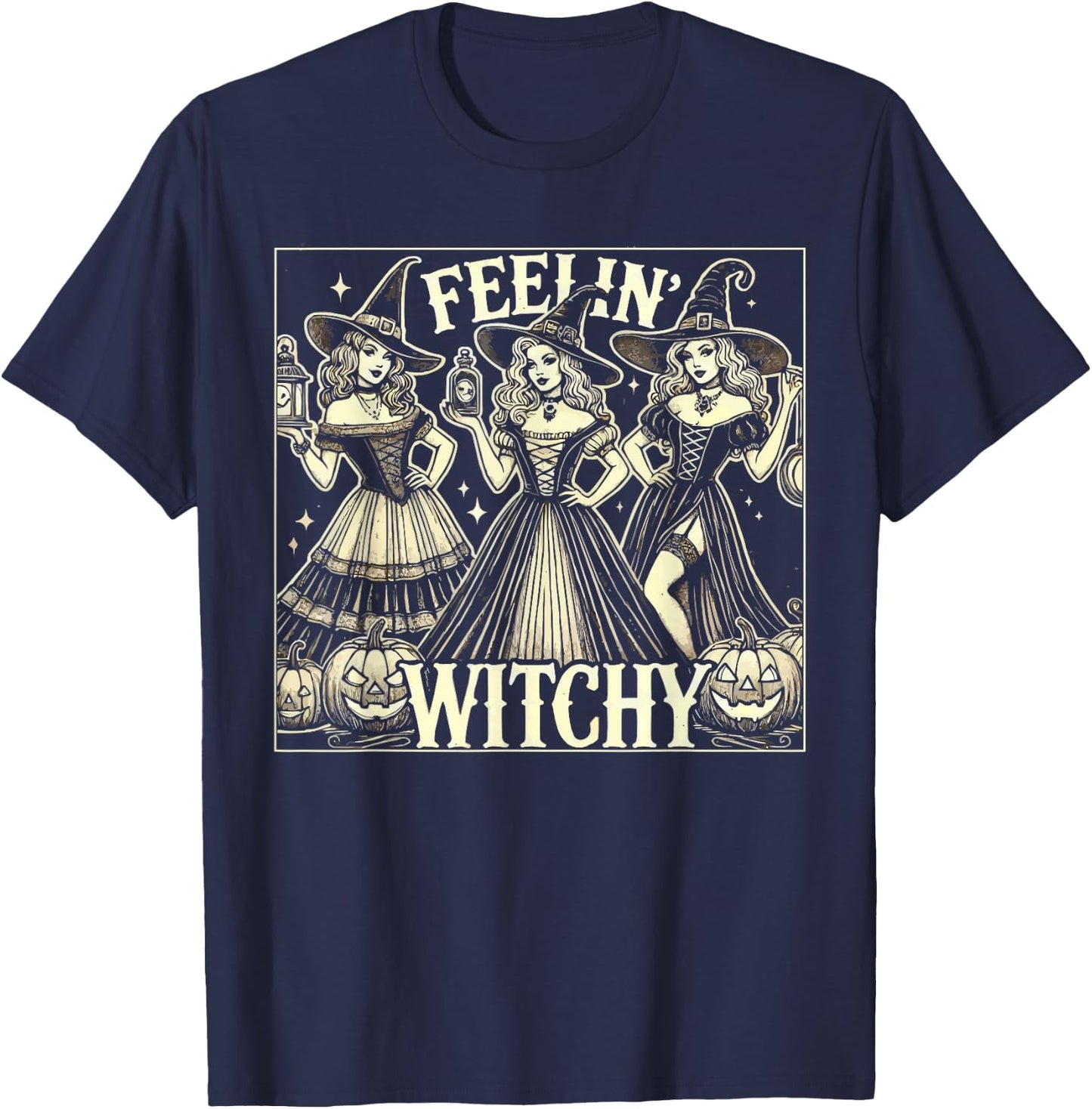 Halloween Witch Lover Spooky Witchy Broom Trick Or Treat T-Shirt - T-Shirt | Navy