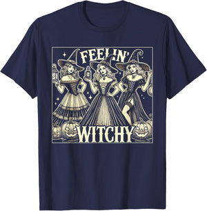 Halloween Witch Lover Spooky Witchy Broom Trick Or Treat T-Shirt - T-Shirt | Navy