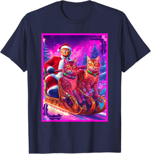 Funny Cat Lover Christmas Sweater Trump Ugly Christmas Women T-Shirt - T-Shirt | Navy