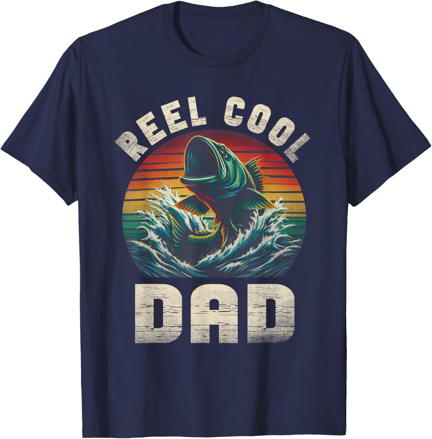 Reel Cool Dad Fishing Daddy Father's Day Fisherman Fish T-Shirt - T-Shirt | Navy