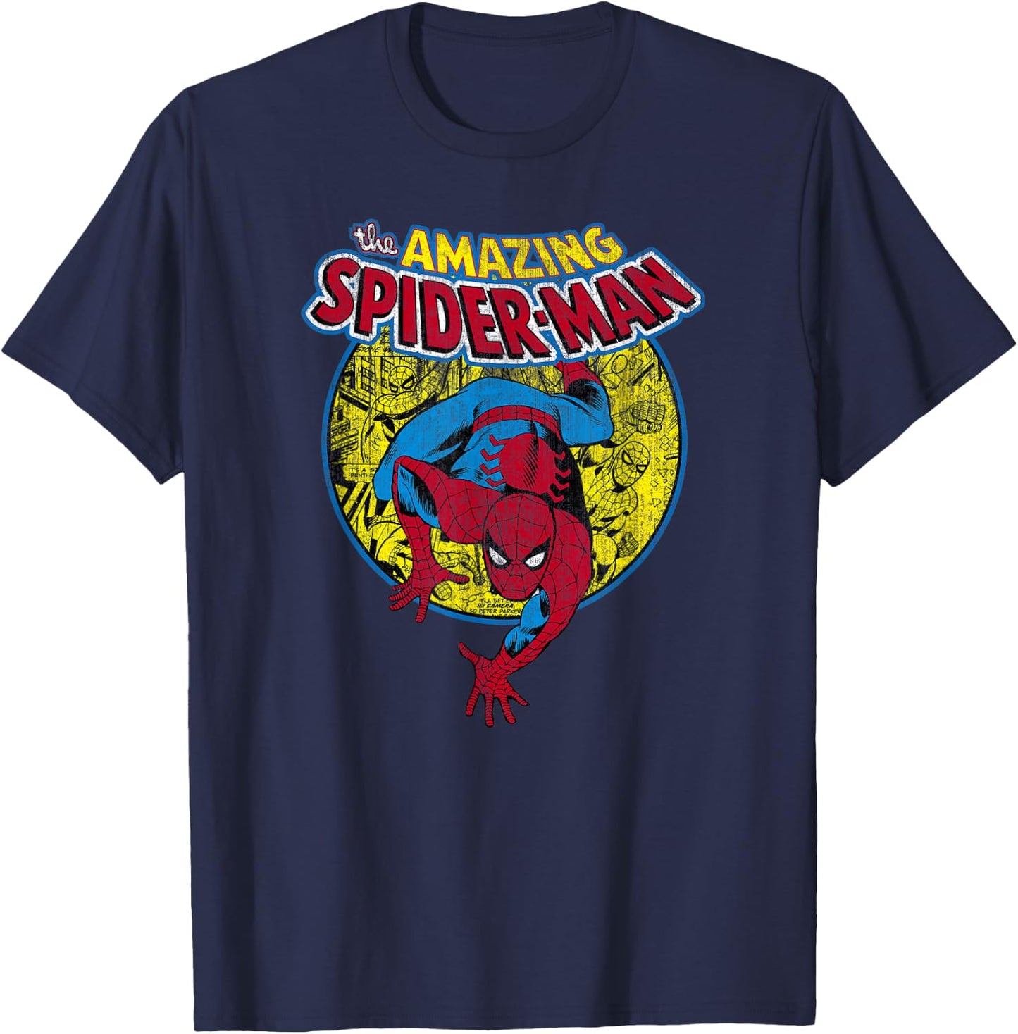 Marvel Comics Spider-Man Amazing Vintage Comic Book Crawl T-Shirt - T-Shirt | Navy