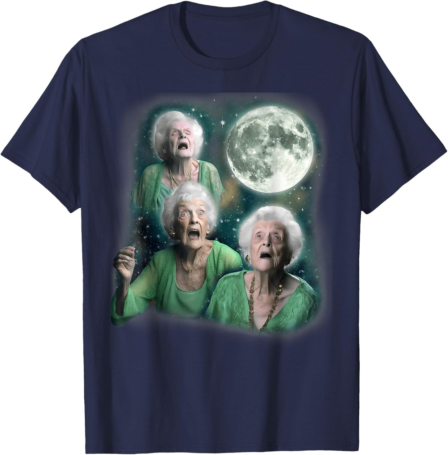 Three Granny Moon Funny Oddly Specific Dank Meme T-Shirt - T-Shirt | Navy