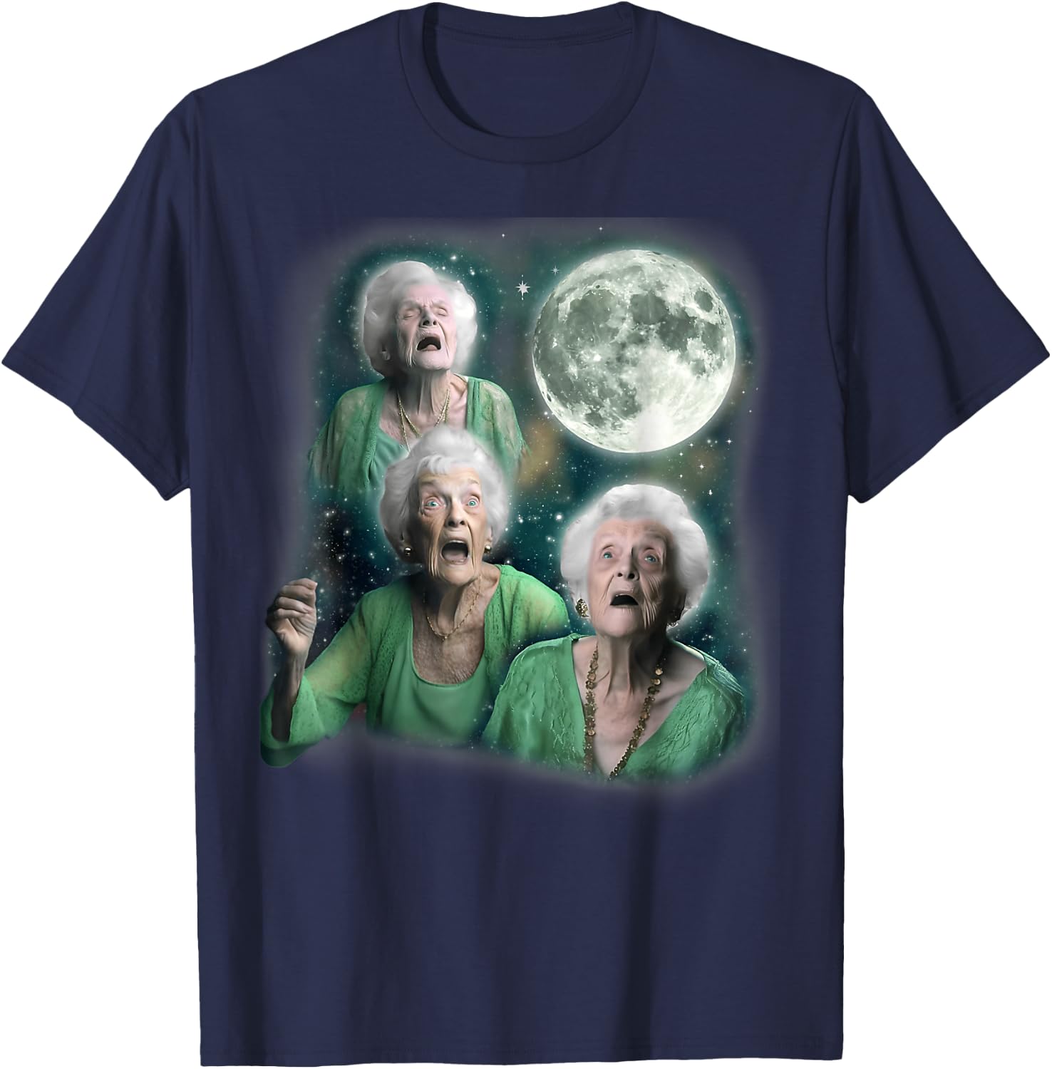 Three Granny Moon Funny Oddly Specific Dank Meme T-Shirt - T-Shirt | Navy