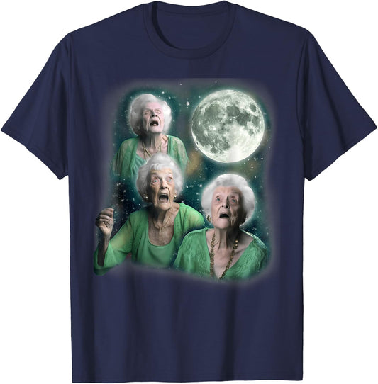 Three Granny Moon Funny Oddly Specific Dank Meme T-Shirt - T-Shirt | Navy