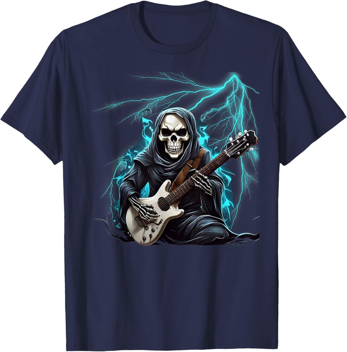 Ghost Guitar Cool Guitar Player Skeleton Hands Guitar T-Shirt - T-Shirt | Navy