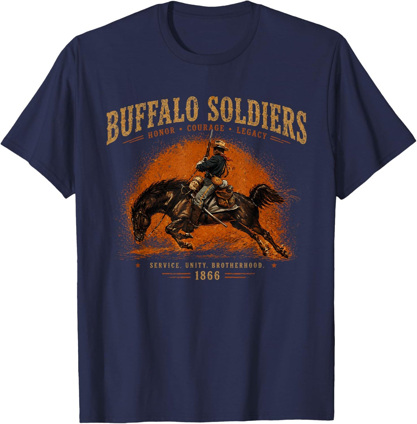 Buffalo Soldiers, African American Black History Military US T-Shirt - T-Shirt | Navy