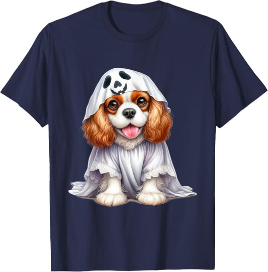 Funny Ghost Cavalier King Charles Spaniel Dog Lover T-Shirt - T-Shirt | Navy