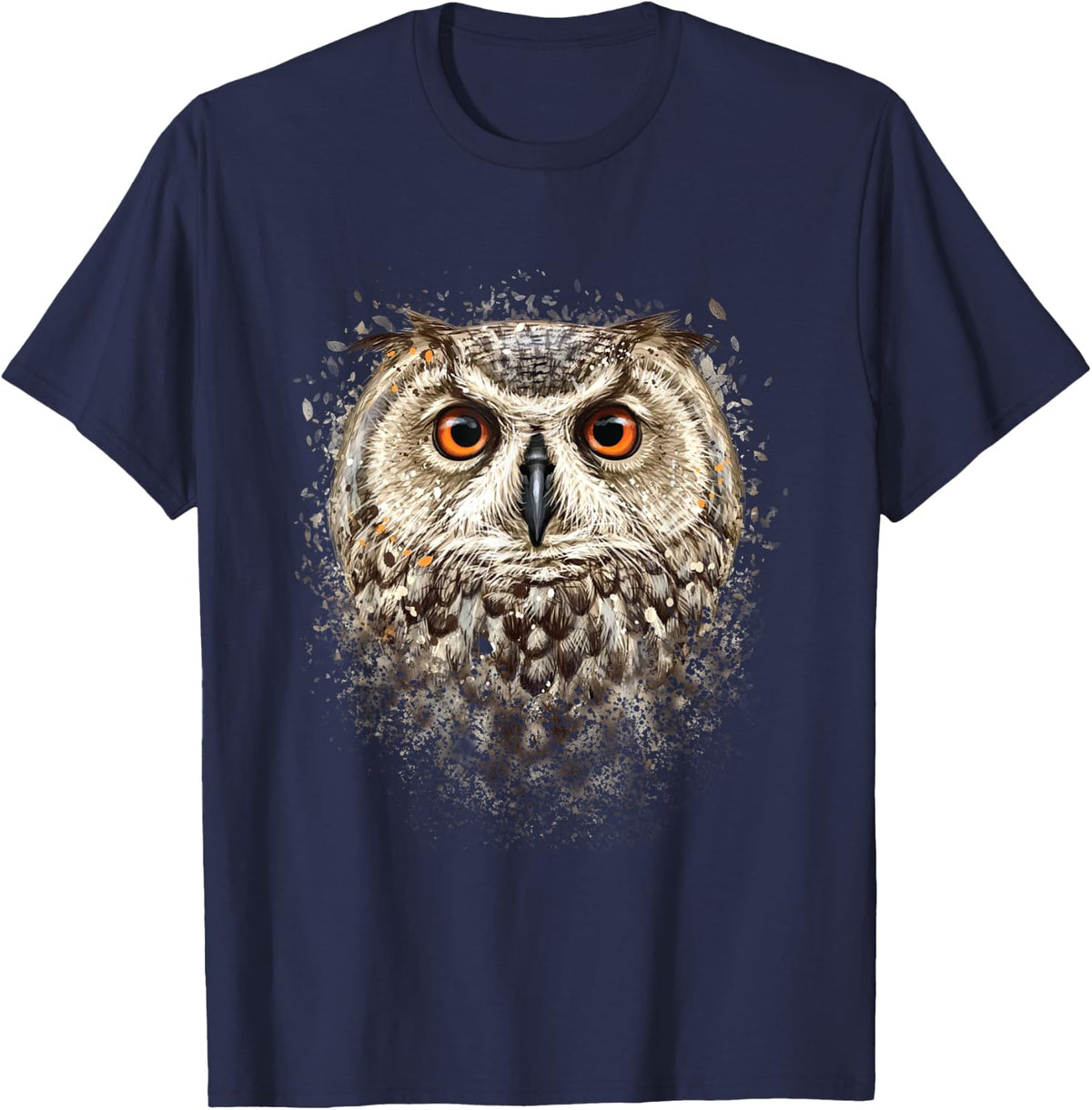 Artistic Owl Face - Birds Ornithologist Nature Animal Lover T-Shirt - T-Shirt | Navy