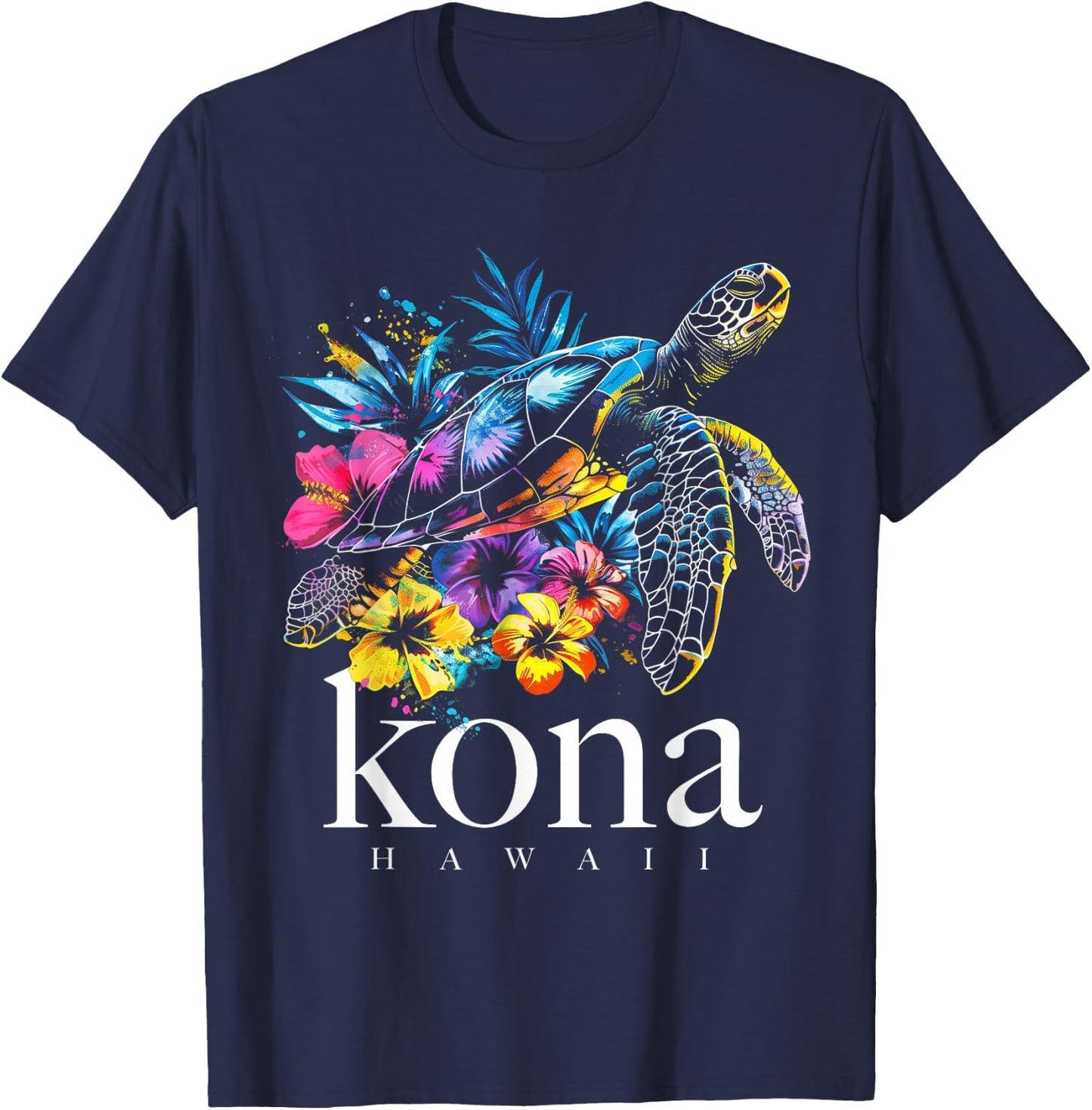 Kona Hawaii Sea Turtle Hawaiian Surfer Souvenir T-Shirt - T-Shirt | Navy