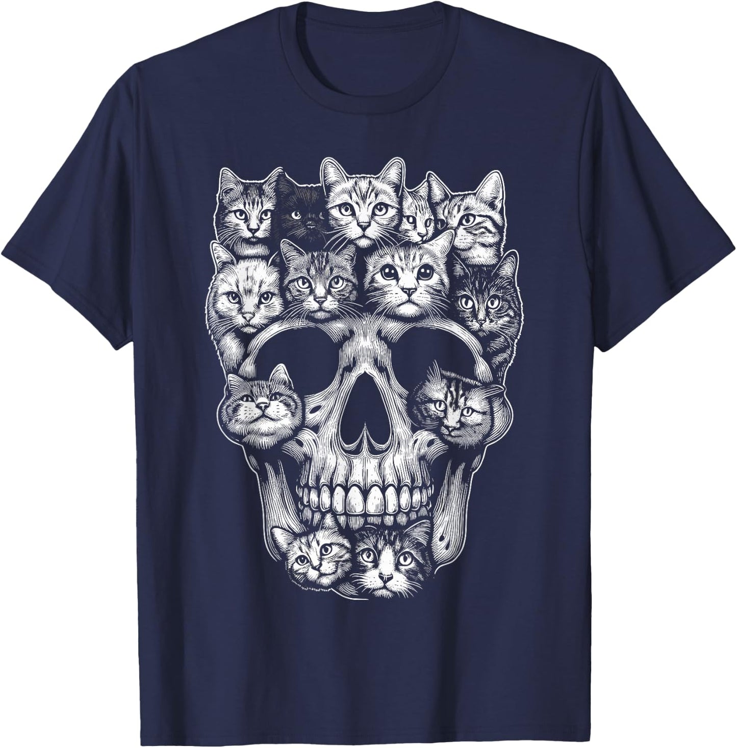 Cat Skull Skeleton Kitty Halloween Costume Cat T-Shirt - T-Shirt | Navy