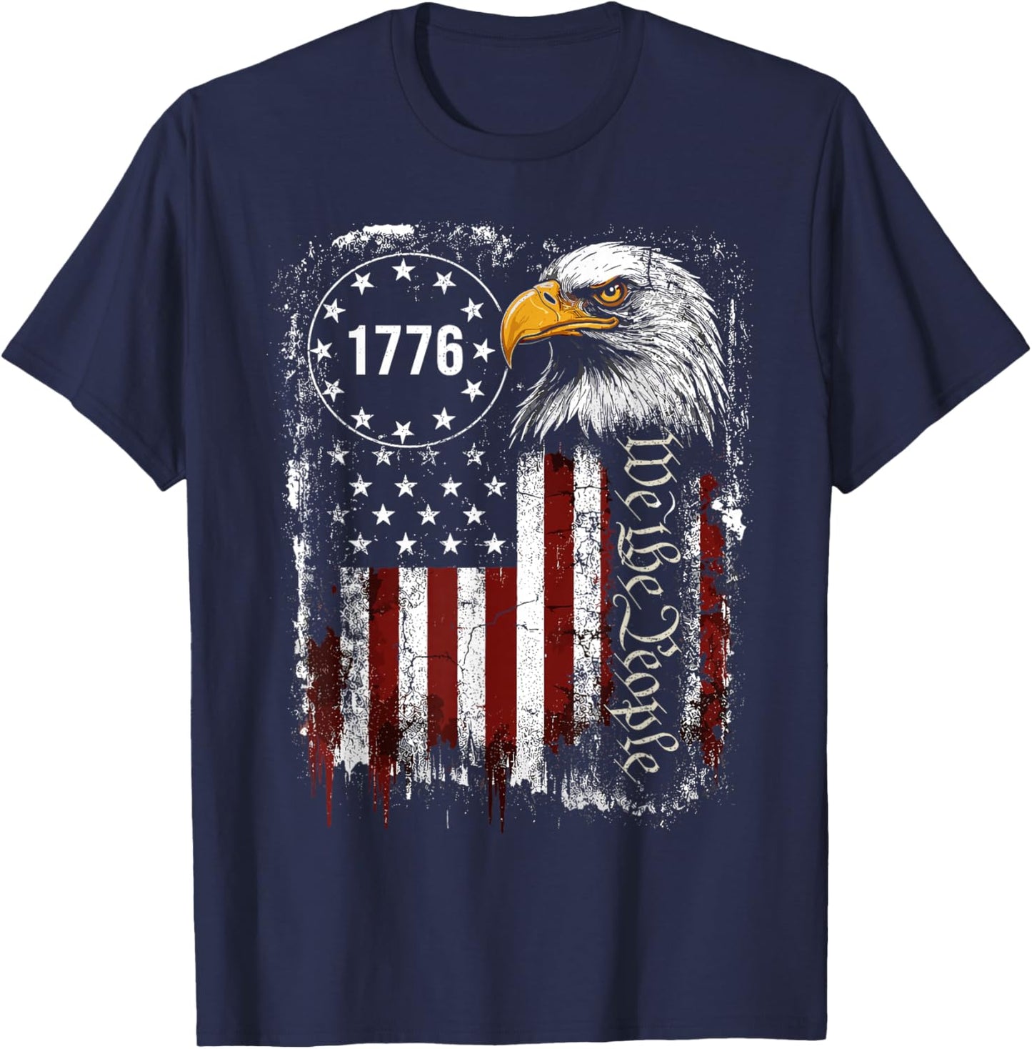 Eagle American Flag Patriotic 4th of July T-Shirt - T-Shirt | Navy