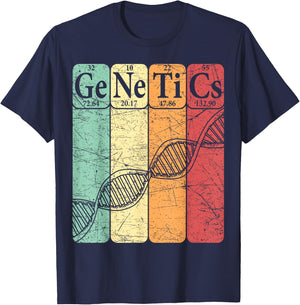 DNA Genetics Periodic Table Elements Biologist Retro Genetic T-Shirt - T-Shirt | Navy