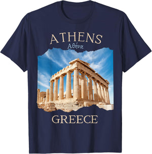 Acropolis and Parthenon Athens Greece Greek Souvenir T-Shirt - T-Shirt | Navy