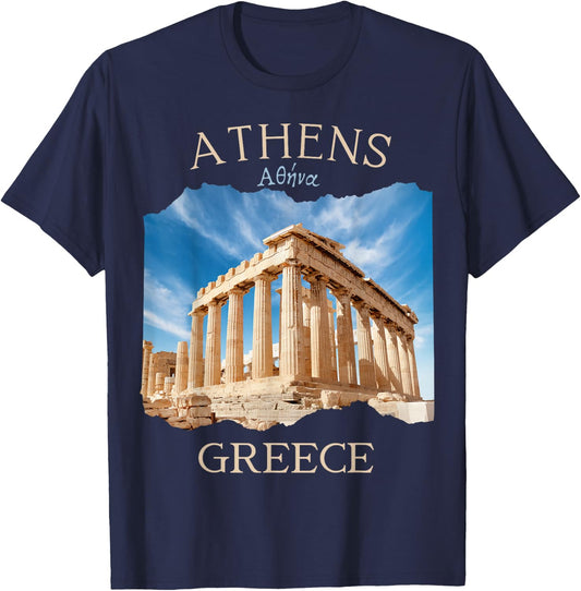 Acropolis and Parthenon Athens Greece Greek Souvenir T-Shirt - T-Shirt | Navy