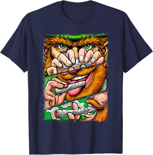 St. Patrick's Day Cannabis Weed Lover Leprechaun Smoking T-Shirt - T-Shirt | Navy