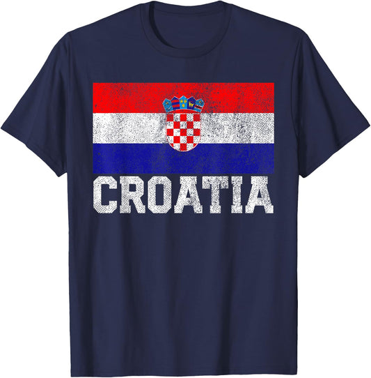 Croatian Croatia Flag National Pride Family Roots Country T-Shirt - T-Shirt | Navy