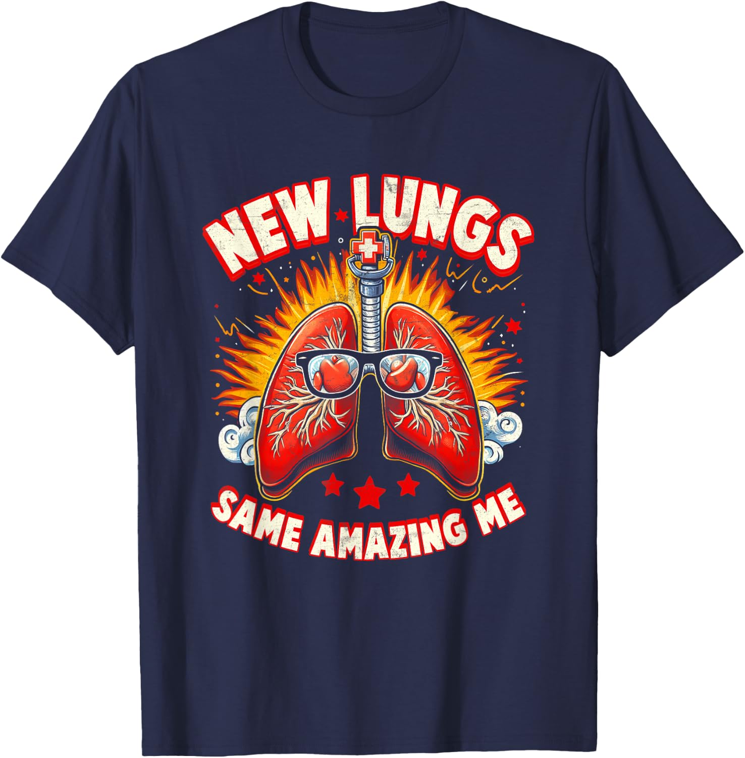 New Lungs Same Amazing Me Lung Nerd Pulmonologist Biology T-Shirt - T-Shirt | Navy