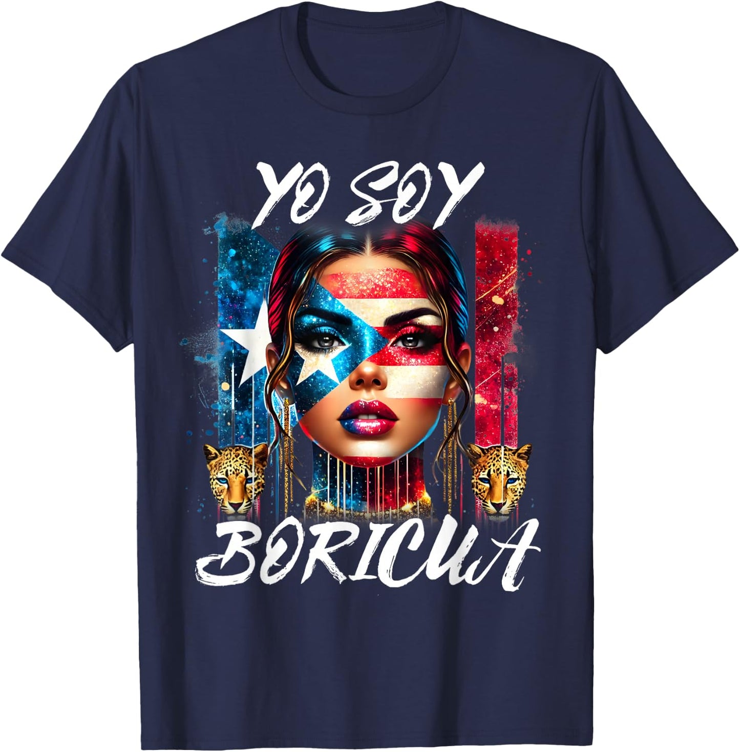 Puerto Rican Women Yo Soy Boricua Puerto Rico Flag Hispanic T-Shirt - T-Shirt | Navy