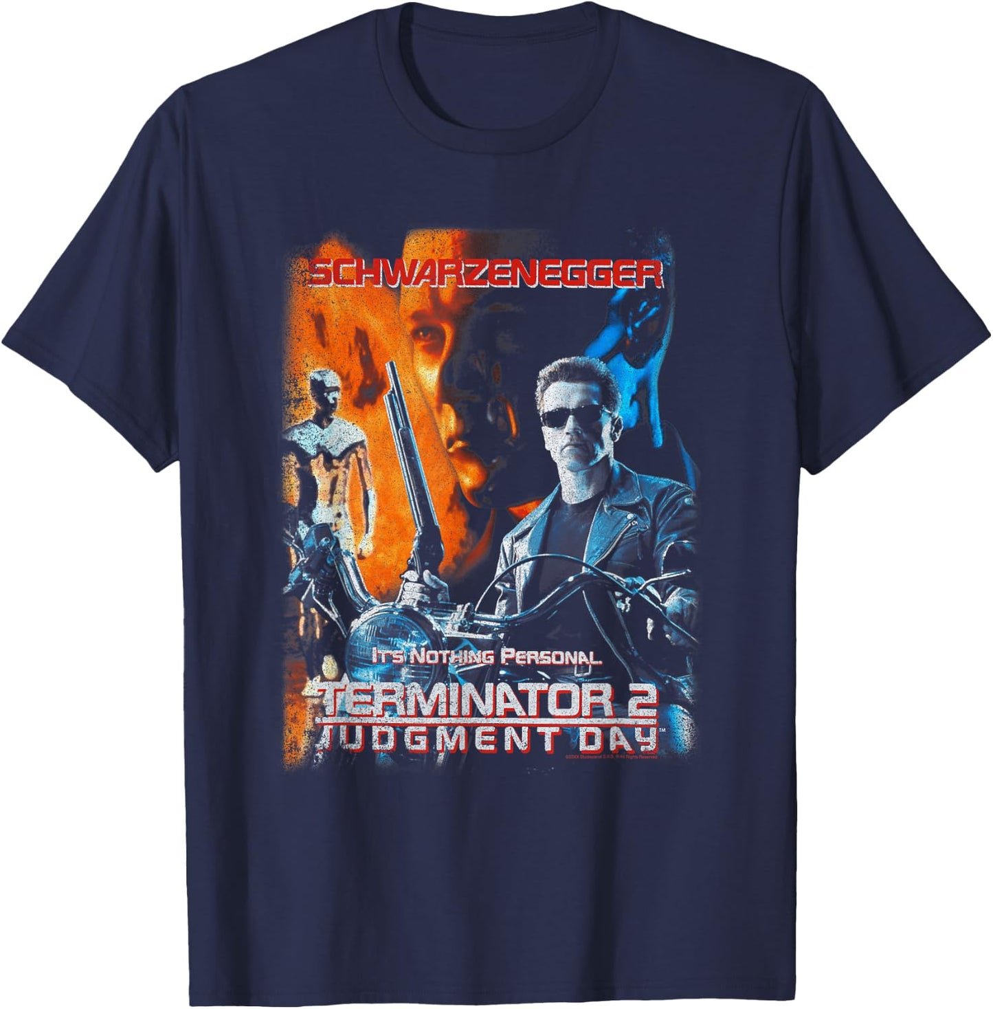 Terminator 2 Arnold Schwarzenegger Movie T-Shirt - T-Shirt | Navy