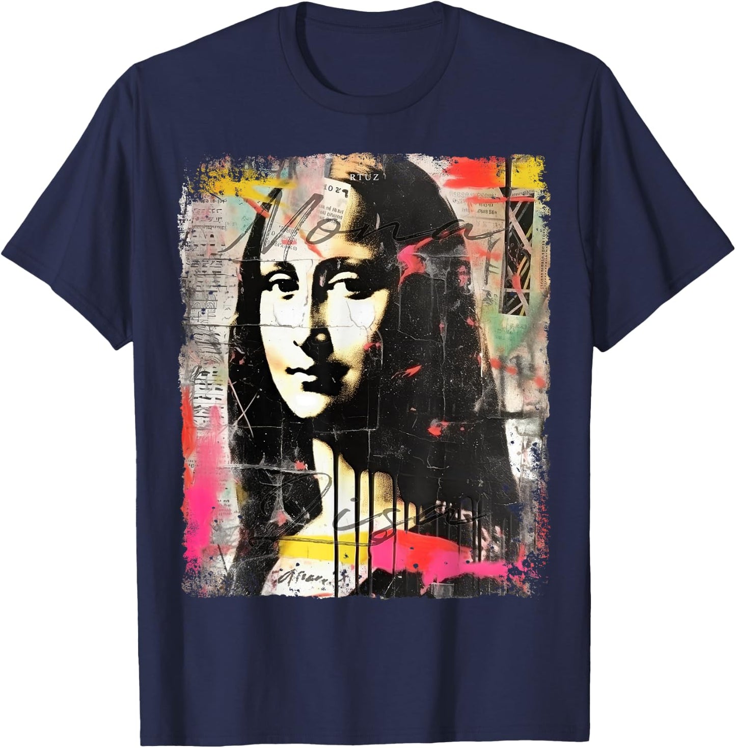 Mona Lisa Aesthetic Clothes Vintage Y2K Streetwear Women Men T-Shirt - T-Shirt | Navy