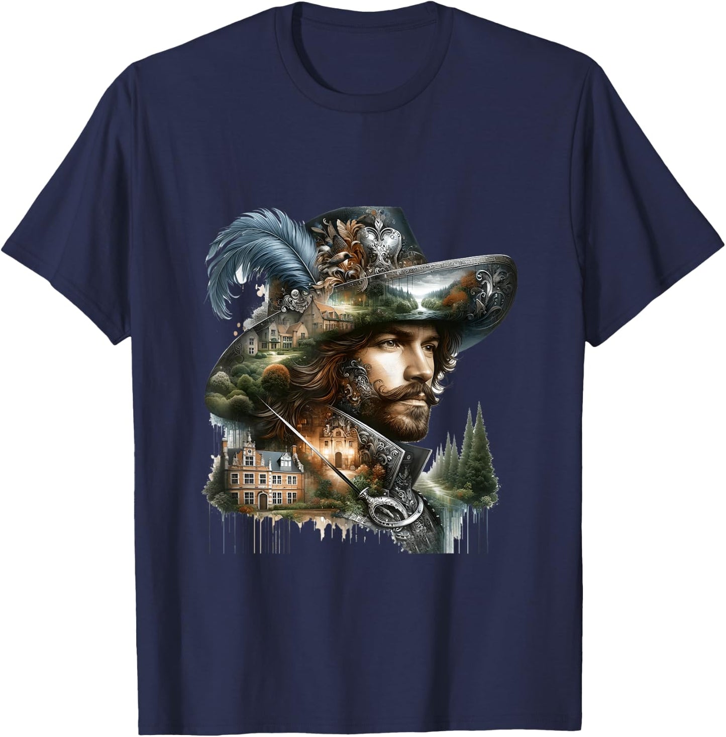 Fantasy Cute Brave French Musketeer T-Shirt - T-Shirt | Navy