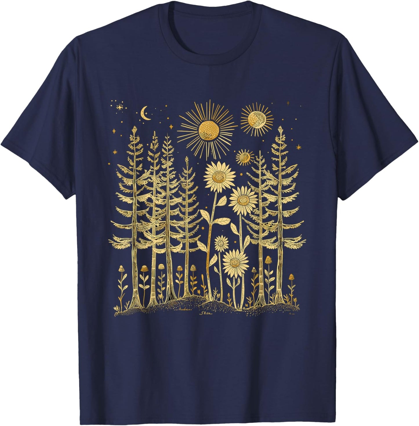 Wildlife Trees Nature Pine Tree Forest Outdoor T-Shirt - T-Shirt | Navy
