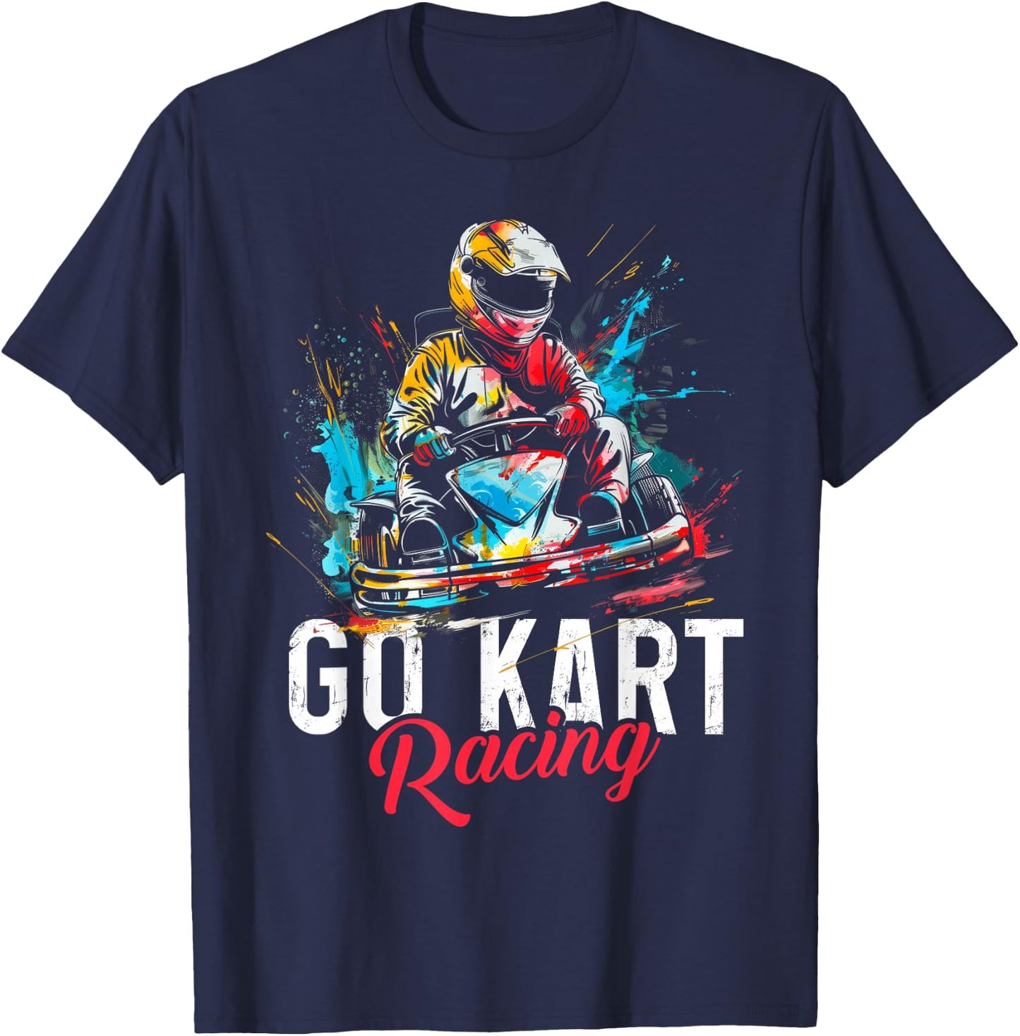 Go Kart Racing Boys Kids Racer T-Shirt - T-Shirt | Navy