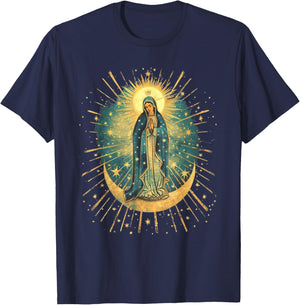 Our Lady De Guadalupe Sant Mary For Christians, Catholics T-Shirt - T-Shirt | Navy