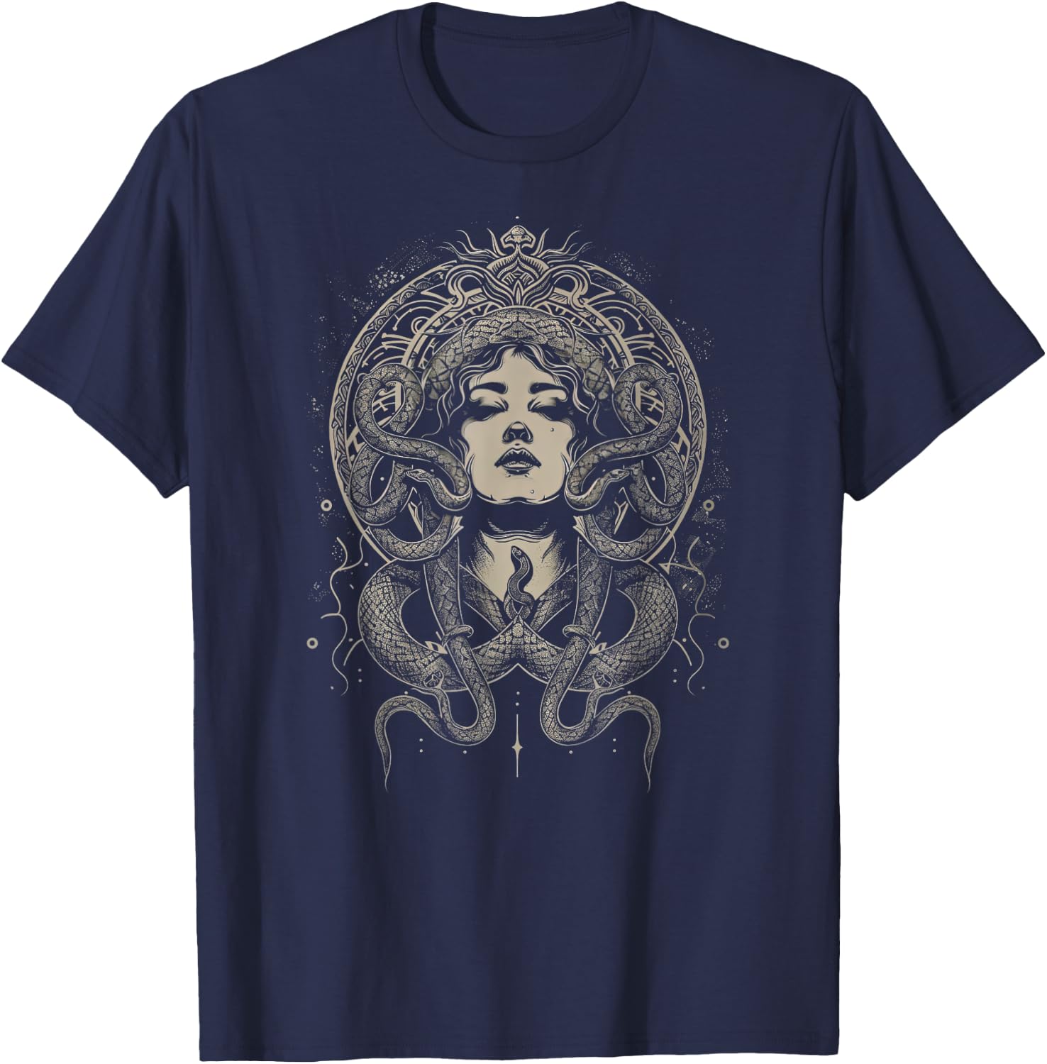 The Medusa Fan Co. Medusa Gorgon Greek Mythology Women's -Adults, -Kids Black T-Shirt - T-Shirt | Navy