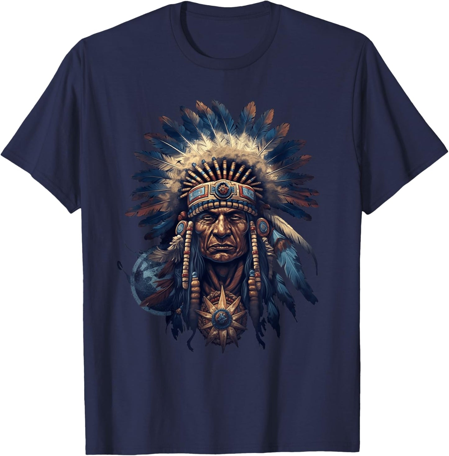 Native American Indian Headdress Traditional Art Men Women T-Shirt - T-Shirt | Navy