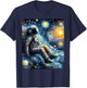 Astronaut Space Planets Starry Night Painting T-Shirt - T-Shirt | Navy