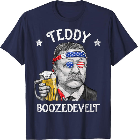 Teddy Boozedevelt Theodore Roosevelt 4th Of July American T-Shirt - T-Shirt | Navy