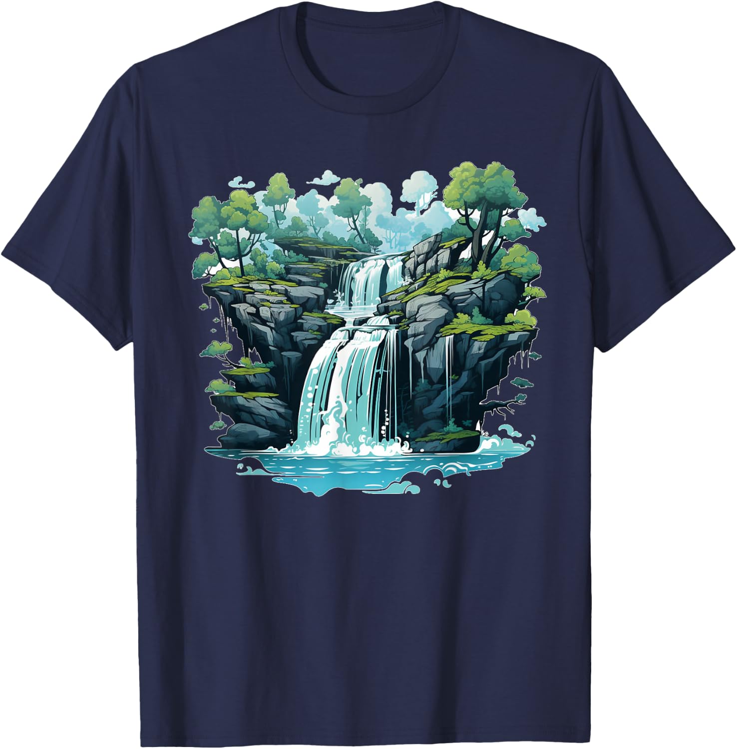 Pretty cool Waterfall for Cascade, Lake and Lagoon Lovers T-Shirt - T-Shirt | Navy