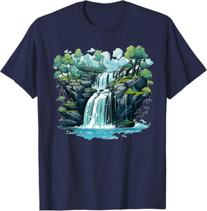 Pretty cool Waterfall for Cascade, Lake and Lagoon Lovers T-Shirt - T-Shirt | Navy